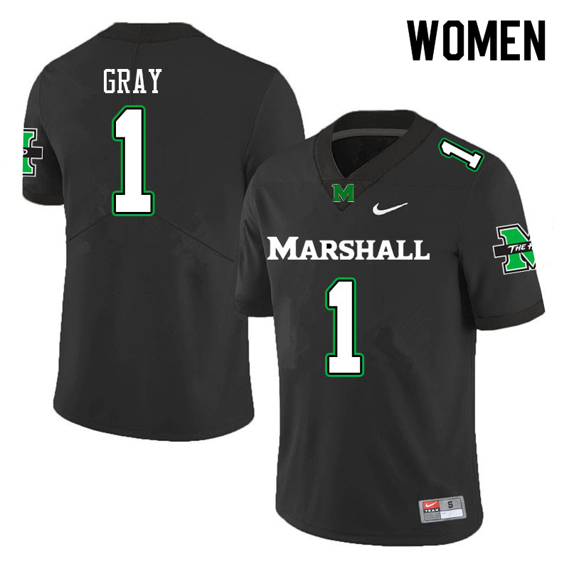 Women #1 Charlie Gray Marshall Thundering Herd College Football Jerseys Sale-Black - Click Image to Close